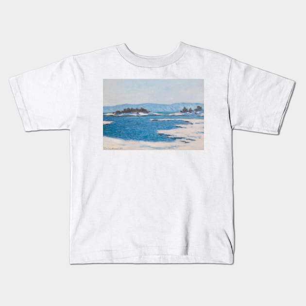 Au Bord Du Fjord De Christiania by Claude Monet Kids T-Shirt by Classic Art Stall